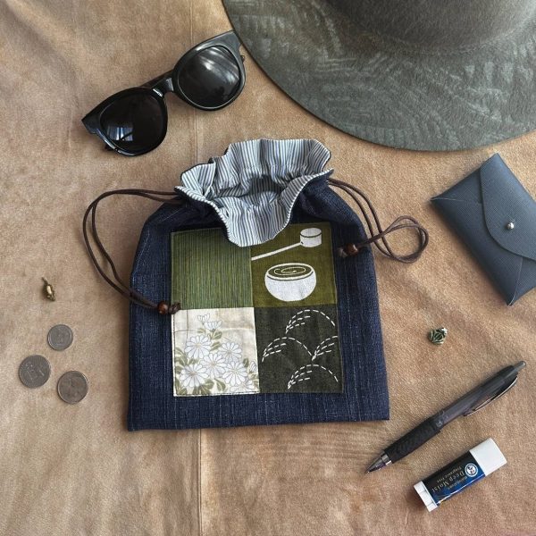 Drawstring Pouch - Work Can Wait - Japanese Garden
